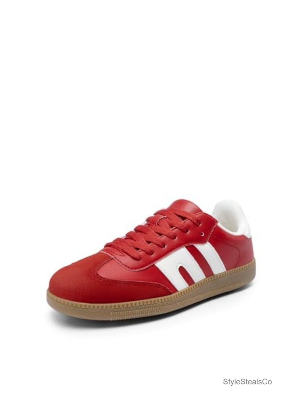 Retro Fashion Sneakers w/ Faux Suede & Vegan Leather - Women's Lace-Up Walking